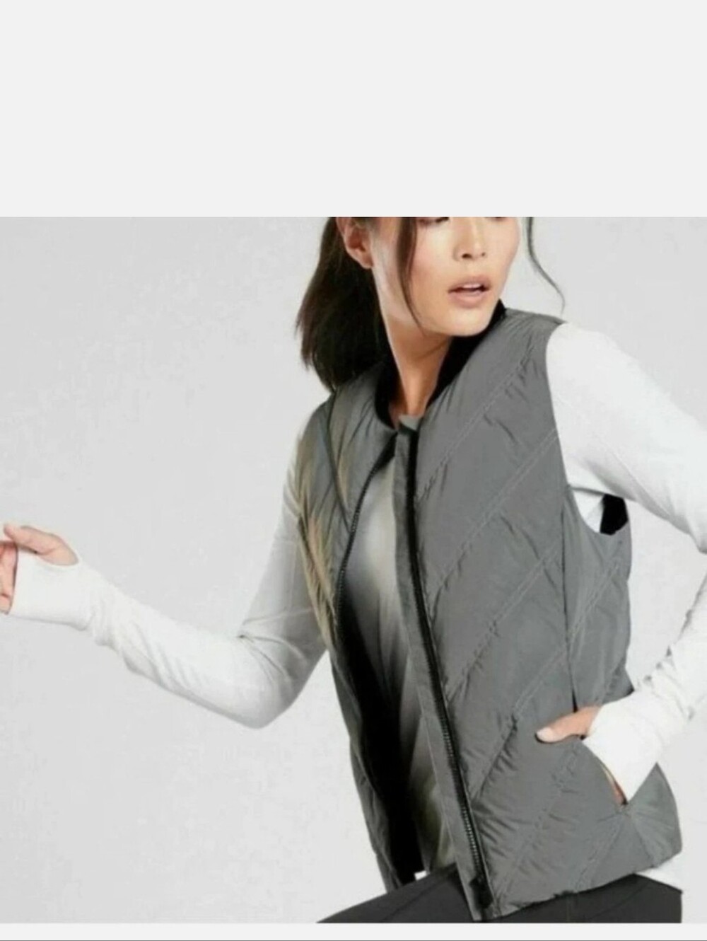 EUC ATHLETA Inlet Reflective Vest - Silver, Medium